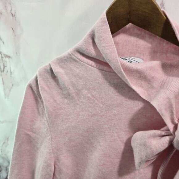 & Other Stories Sweater Women Medium Pink Tie Neck Merino Wool Balloon - Picture 2 of 11